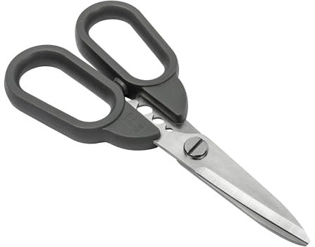 Kuhn Rikon Compact Self-Sharpening Kitchen Shears with Herb Stripper. Stainless Steel Kitchen Scissors for Left and Right-Handed Users. Space-Saving Design - Save Space in Crowded Kitchen Drawers