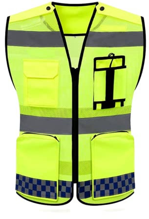 Arbeitssicherheitsweste Verkehrswarn-Sicherheitsweste mit multifunktionalen Taschen, Warnweste mit hoher Sichtbarkeit, atmungsaktivem Mesh, Reflexstreifen am Reißverschluss Hochsichtbar, reflektierend