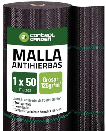 Control Garden Malla Antihierbas Grosor 1 x 50 m 105 gr | Malla Anti Malas Hierbas y Maleza para Jardín, Huerto, Cesped | Lona Antigerminante Transpirable, Permeable y Resistente