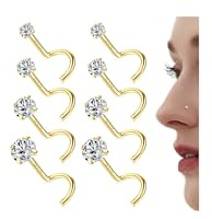 Chriscoco 20G Nasenpiercing Gold Nasenpiercing Chirurgenstahl 14K Gold Nasenpiercing Stecker Zirconia Piercing Nase Nasenstecker Nostril Piercing für Damen Herren
