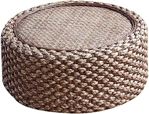 CCKUHN Fußhocker für Erwachsene, handgefertigt, aus Rattan, geflochten, Sitzkissen, multifunktionaler niedriger Hocker für Wohnzimmer und Schlafzimmer, Hellbraun, 40 x 18 cm