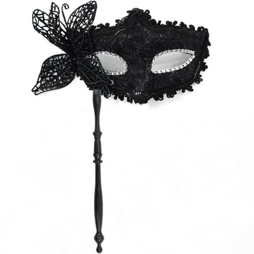 Zghhc Masque De Mascarade avec Bâton De Maintien Demi-Visage Vénitien Mardi Gras Masques De Fête À Main pour Fête d'halloween Soirée Bal