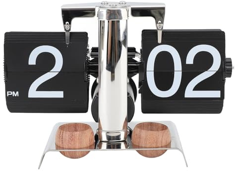 Klappuhr Im Vintage-Stil, Umblätteruhr, Retro-Digital-Klappuhr, Retro-Klappuhr, Batteriebetrieben, mit Internem Zahnrad Betrieben, Uhr mit Diffusor aus Massivem Holz, für