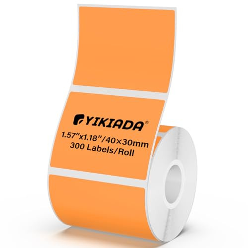 YIKIADA Orange Thermo Etiketten 30 × 40 MM Vinyl Selbstklebend Rechteckig Wasserdicht Aufkleber Kompatibel mit M110/M220 300 Stück