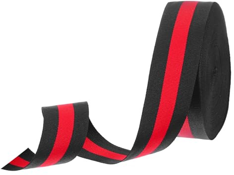 PATIKIL 1-5/8 Cinta de Grosgrain a Rayas Negras y Rojas, 25 Yardas de Tela de Poliéster Cinta de Rayas para Manualidades Diseño de Doble Cara para Hacer Lazos Envolver Regalos DIY