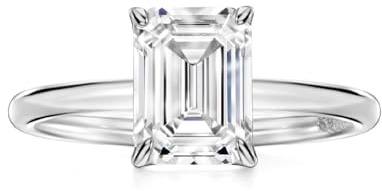 Michooyel 18K or plaqué bague de fiançailles en zircone cube pour les femmes, 2.0ct Émeraude coupe CZ Solitaire bagues de promesse 925 bagues en argent sterling Emerald cut