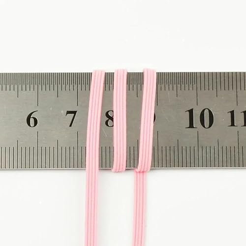 Bandas elásticas planas de 3,0 mm para el cabello, cintas de goma para coser, cinturones, zapatos, accesorios de ropa, 100 yardas, color rosa, 3,0 mm