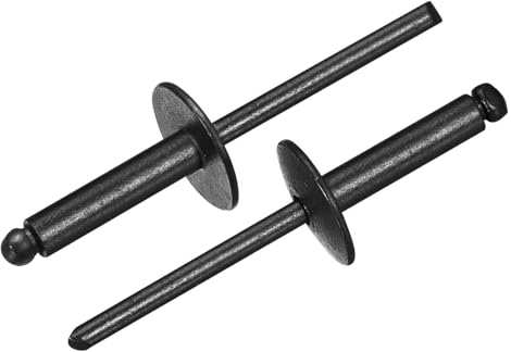 sourcing map 50 rivetti ciechi a testa larga con flangia da 3/16 x 3/4, rivetti ciechi in acciaio al carbonio zincato, impugnatura e tappo mandrino, nero