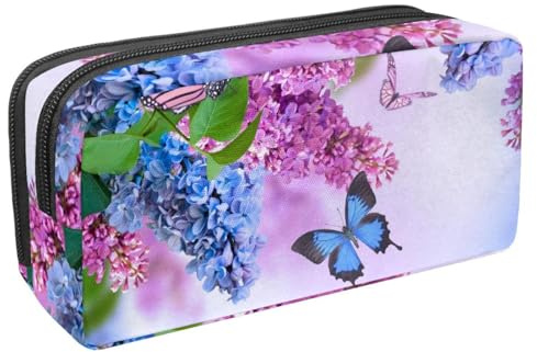 Eslifey Pencil Case, Lilac and Butterfly Large Capacity Pencil Pouch Stationery Pen Bag