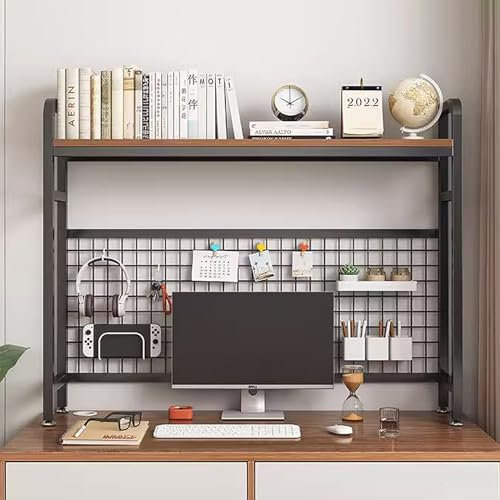 Mesa de Ordenador Plegable Escritorio de computadora Compacto con estantería de Escritorio de 3 Niveles, Organizador para Dormitorio, Oficina, hogar, Estante Multiusos sobre el Escritorio pa