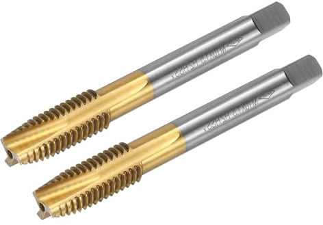 QUARKZMAN Taraud à fileter à pointe spirale M10 x 1.5, filetage rectifié H2, 3 rainures, acier rapide 6542, revêtement titane, tarauds métriques pour réparation de filetage, 2 pièces