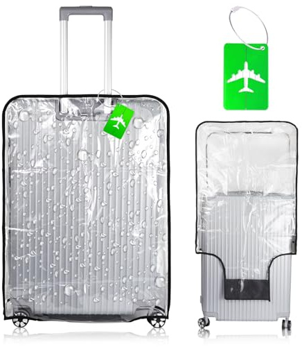 CTYUEYUN Suitcase Cover Transparent PVC,28-30 Inch Travel Luggage Cover with 1 Luggage Tag,PVC Luggage Protector Cover Waterproof Dust Proof,Luggage Protector for Business Trip Daily Using