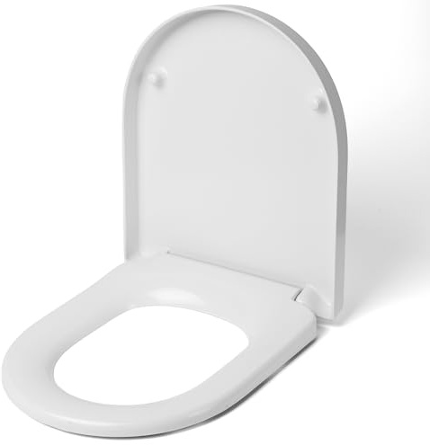 Go Bathrooms White Toilet Seat D Shaped Soft Close Quick Release Heavy Duty Toilet Seat Antibacterial Glaze Easy Clean Loo Seat