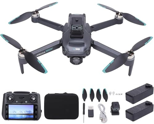 Générique Drone 4K HD Double caméra pour Adultes, quadricoptère RC Professionnel, sans balais avec télécommande à LED et Application, pour débutants (2 Batteries)