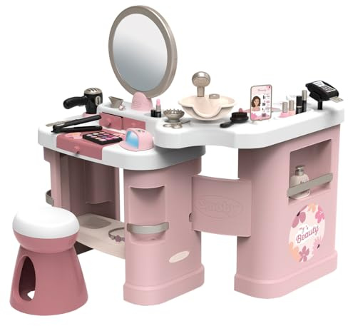 Smoby - My Beauty Center - Institut de Beauté 3 en 1 - Coiffure, Onglerie, Maquillage Factice - 26 Accessoires - Matière Recyclée - A Partir de 3 Ans - Fabrication Française