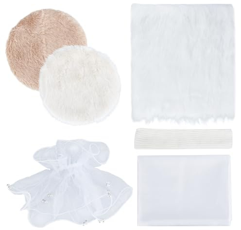 OLYCRAFT 6pcs Nail Background Mat for Pictures Nail Photo Props Background Lay Mat Include Tulle Sleeve Fingerless Gloves Fabrics Artificial Plush Carpet Photo Backdrops for Photography Jewelry