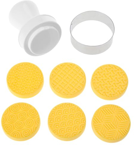 6Pcs Moon Cake Mold Press Flower Bakeware Cookie Cutter Cake Decor Hand Pressure Biscuit Kitchen Gadget Christmas Cookie Stamps for Baking Mold Press Round Flower