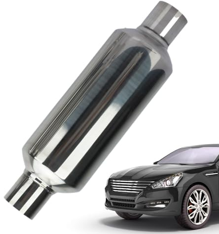 Tubo de escape para coche - Tambor de acero inoxidable modificado, 30,5 cm de largo, 63/76 mm, sección intermedia, silenciador resonador Tornado