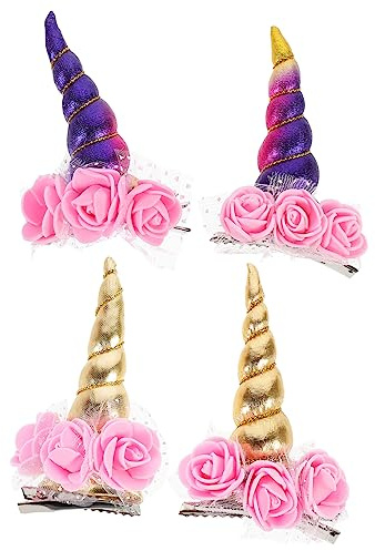 FOMIYES 2 Stück Teiliges Haarclip Einhorn Haarspangen Bunter Haarschmuck Niedlich Cartoon Design für Halloween Geburtstag Party Festliche Anlässe Geeignet