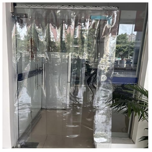 LINGDSWULING Lamellenvorhang Transparent Industrievorhang Streifenvorhang Lamellen StreifenTransparent Klare Wetterfeste Abdeckplane Transparente Durchsichtige(53.15x82.68in/1.35x2.1m)