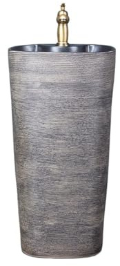 Lavabo sur colonne Lavabo monobloc en céramique sur pied avec robinet et kit de vidange, lavabo for terrasse, balcon salle bain