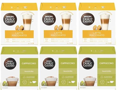 NESCAFÉ DOLCE GUSTO Cappuccino & Latte Macchiato Variety Pack Coffee Pods (Pack of 6, Total 96 Capsules)