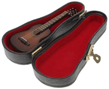 GARIOUANS Modellino di Chitarra Classica in Miniatura Color Caffè in Legno Filo di Rame, Decorazione Compatta per Casa e Decorazione per Casa delle Bambole