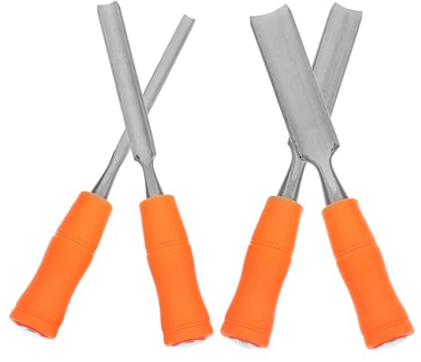 KONTONTY 4 Piezas Cinceles para Tallado Madera con Mango Ergonómico de Madera Acero Resistente Cuchillas Medias Curvas Exteriores para Carpinteros y Artistas Expertos y Principiantes