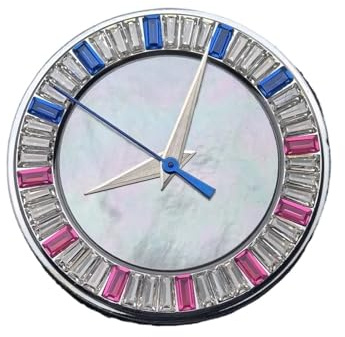 HKVTVCYPYA 28,5 mm urtavla i skal med kristallvisare, inget datum, inga självlysande urtavlor, modifierade tillbehör(Blue pink with hands)