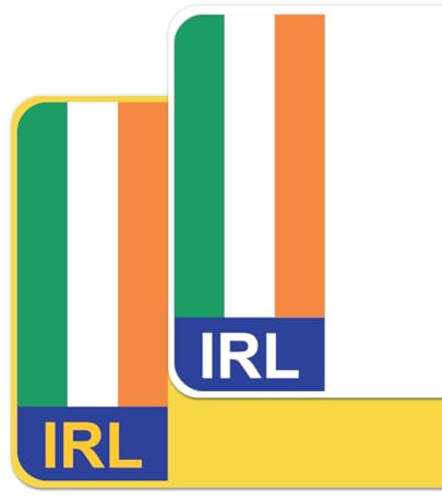 Irish Tricolour Flag Car Number Plate Decorative Vinyl Stickers – Premium Bubble-Free Adhesive Decals – IRL Set of 2 (F&R) – Weatherproof, Easy Application – Made in UK (IRL, Blue)