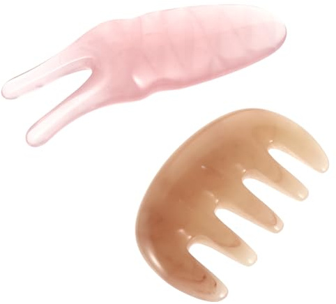 INOOMP Juego de 2 Piezas de Masaje Multifuncional Peine Raspador y Tenedor para Estimular Acupuntos y Mejorar Elasticidad Piel en Color Rosa