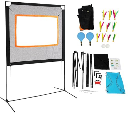 HUOMMGS 2 In 1 Badminton Netz Outdoor & Pickleball Set Professionell Federball Netz mit 10 Badmintonbälle, 2 Pickleballs, 1 Paar Schläger, Rucksack für Indoor Familienspiele
