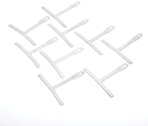 Cosiki Medidor de Radio de Guitarra, Herramienta de Medición Duradera de Acero Inoxidable para bajo Eléctrico Popular, 9 Uds. (SILVER)
