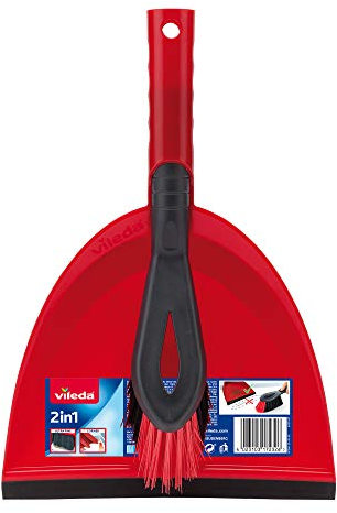 Vileda - Set 2-in-1 Formato da Scopa e Paletta, Colore Rosso