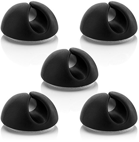 deleyCON 5x Fermacavi Cavo del Supporto Gestione dei Cavi Fissaggio del Cavo Organizzatore via Cavo per Cavi fino a 8mm Fermacavi Attacco per Cavo Gestione dei Cavi Nero