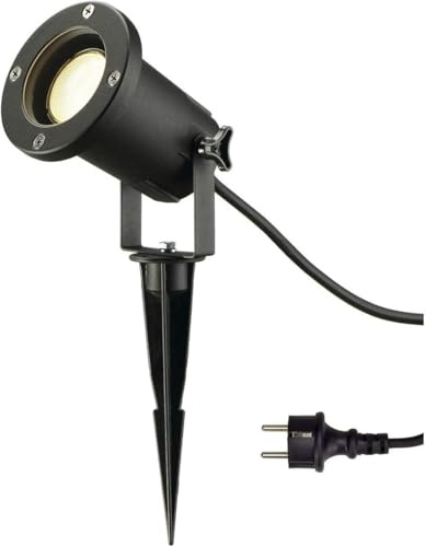 SLV LED strålkastare NAUTILUS XL set om 3 med markspett, 4-vägs IP44 trädgårdsuttag 1,5 m, 3 x GU10 lampor, utomhuslampa, svart