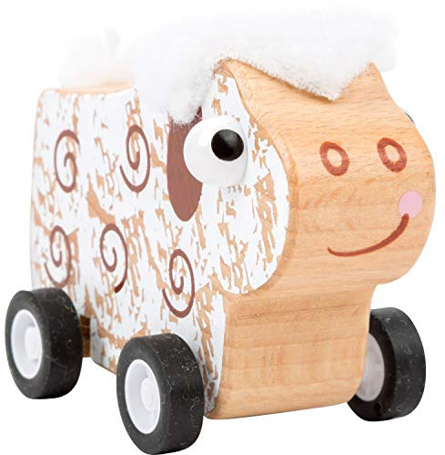 Small Foot 11152 Rückzieh-Tier Schaf aus Holz, FSC 100%-Zertifiziert, hochwertiges Rückziehtier zum Aufziehen und Fahren Spielzeug, Mehrfarbig