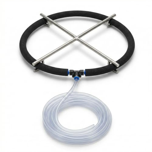 Pondlife Teichbelüfter Belüfterring 50 cm, japanischer Luftausströmer, selbstsinkend mit Edelstahlkreuz, feine Perlung, für Teichbelüftung, Koi-Teich und Filterkammern, Schlauch mit Innenmaß 16 mm