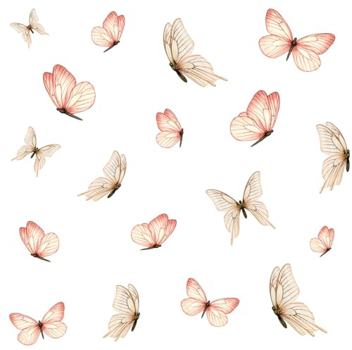 Wandaufkleber Set 18 Schmetterlinge auf 3 Din A4 Bögen Wandsticker für Kinderzimmer Wohnzimmer Deko Aufkleber Wandtattoo selbstklebend Y060 (Nr. 1 Apricot beige)