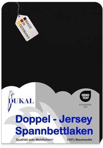 Dukal | Spannbettlaken | 80 x 200 cm | aus hochwertigem DOPPEL-Jersey | 100% Baumwolle | Farbe: schwarz