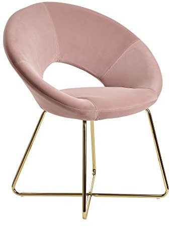 Esszimmerstuhl Samt Rosa Küchenstuhl mit goldenen Beinen | Schalenstuhl Stoff/Metall | Design Polsterstuhl | Stuhl Esszimmer Gepolstert