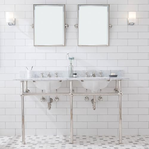 Water Creation Embassy 60 Double Brass Wash Stand in Polished Nickel