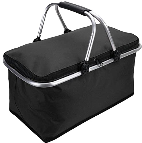 True Face Picnic Basket Cooler Bag 30L Lunch Camping Food Box Folding Cooling Cool Bags Waterproof Outdoor BBQ Travel Camping Baskets with Carry Handle 30 Litres Capacity