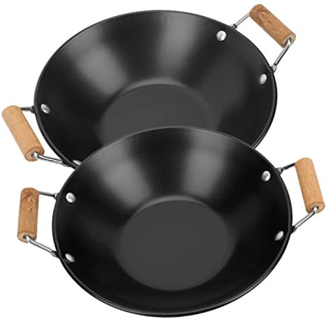 FUNOMOCYA 2 Pezzi Pentola Calda Piccola Per Uso Domestico Cucina Con Manico Legno Spessa Metallo Ispessita Pentole Noodle Fornitura