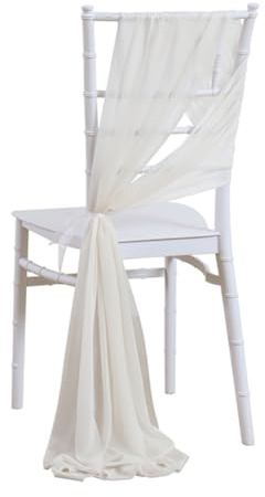 Wisafory 10 Stück Stuhl Husse Hochzeit Stuhlhussen Set Chiffon Stoff Stuhlbezug Stuhlschärpen Dekostoff Stuhl Band Stuhlhusse Dekoration für Hochzeit Zeremonie Event Party Elfenbein