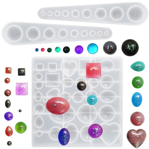 AIFUDA - 3 stampi in silicone per resina, gioielli, gemme, resina epossidica, stampi in silicone per la creazione di gioielli, ciondoli e orecchini