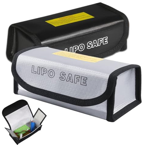 KUBDPQOR 2 Pezzi Borsa Della Batteria Lgnifugo Lipo Safe Bag Lipo Batteria Safe Bag Sacchetto a Prova di Esplosione Lgnifugo Protezione Antincendio Contro l'esplosione Della Batteria(18.5*7.5*6cm)