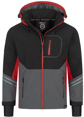 Rock Creek Veste softshell pour homme Veste outdoor Coupe-vent Veste de transition Anorak Capuche Veste de pluie Veste d'hiver Veste homme Jacket H-344 Rouge M