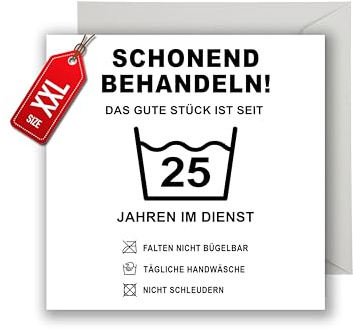 WBdesignz Lustige Gratulationskarte zur Dienstzeit - Schonend behandeln! Seit 25 Jahren im Dienst - Humorvolle Karte für Jubiläen und langjährige Mitarbeiter (XXL 22cm)