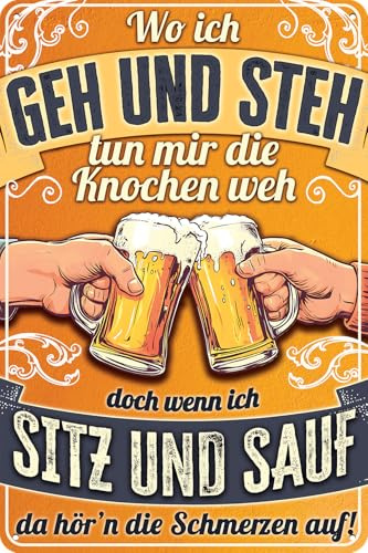 LUCKYLINDE – Retro Blechschild, lustiger Spruch – Bier Deko Schild, Biergarten, Partykeller Deko Schild, 20 x 30 cm